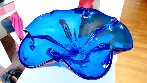 Große schwere glas schale - glas,
