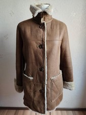 CHRIST Lammfellmantel Ledermantel Echtes Leder Damen Gr. 36 od M  Braun