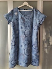 Zabaione | Leinenkleid Kleid Valentina Gr. 44/XXL geometrisch maritim blau