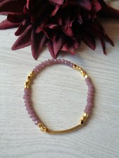  Armband  " kleine Würfelperlen" gold "Glasschliffperlen" lila