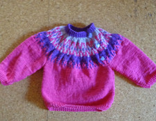 Pulli  Baby handgestrickt Größe 68 / 74 pink Norweger Art