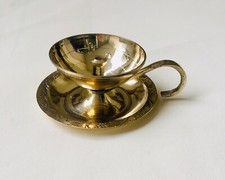 Ghee Lampe Öllampe mit Docht Handarbeit Messing Haus Garten