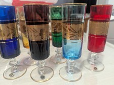 VINTAGE 6 bunte Sektgläser 17cm hoch rot grün blau türkis gelb