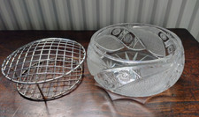 Vintage Rosenschale aus Glas mit Metallgitter