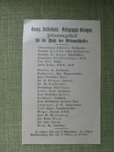 Stimmzettel für die wahl des - die,
