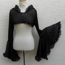 *Unikat* Bolero Trompetenärmel Kapuze stretch transparent Gothic Burlesque WGT
