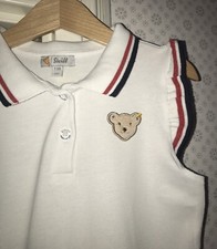 Steiff Kleid Sommerkleid Polokleid 116 Mädchen Weiß Neuwertig Teddykopf 
