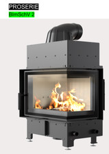 Kamineinsatz aus Stahl KRATKI FLOKI S rechts 8 kW Ø 160 mit Türfeder