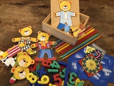 Sammlung Lernspiel Magnet Zahlen, Mini Buchstaben Spiel, Mikado, Bären Legespiel