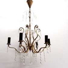 Hängelampe Messing Kristall Lüster geschliffene Glas Kristalle Prismen Leuchter