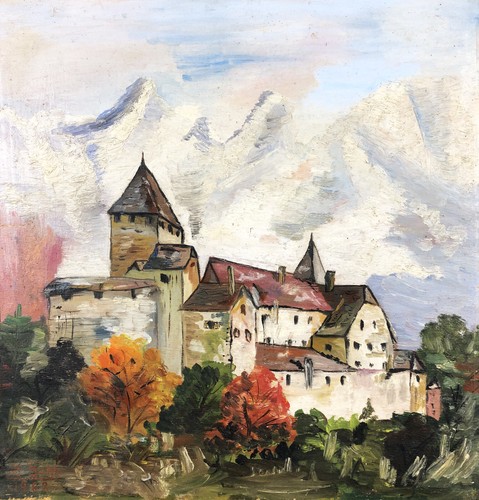 ölgemälde schloß burg - -,