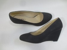  JUMEX Keil Pumps 38 Keilabsatz Leder-Imitat schwarz wie NEU  /24