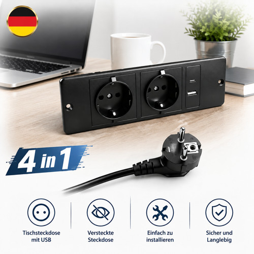 Tischsteckdose 2 usb - 4-in-1,