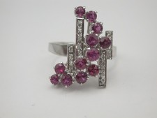 klassischer Cocktailring Rubin Diamant Weißgold 750