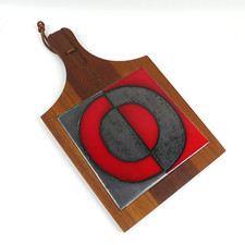 Vintage Teakholzbrett Käsebrett emailliert, 1970er Jahre, Danish Design