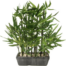 Künstliche Bambus Pflanze in Schale mit Deko-Steinchen Lemongras Kunstpflanze