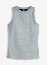 Ripp-Top Gr. 40/42 Silber Metallic Damentop Shirt Hemd Bluse Tunika Oberteil Neu