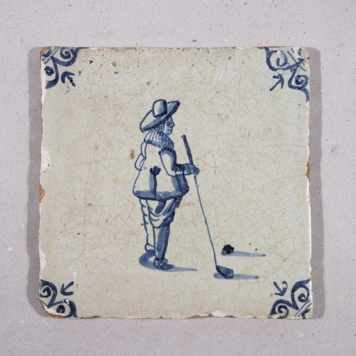 Delft fliese mit blaumalerei - fliese,