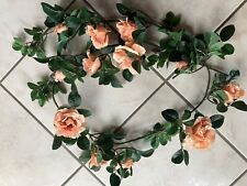 Rosengirlande zur Deko, 2,10m lang, lachsfarbene Blüten