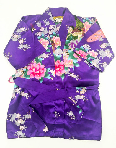 Kinder kimono seide - kinder, lila