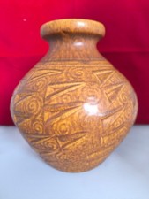 Scheurich West Germany Vase 385-20 Braun Relief Vintage Keramik 20cm