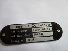 Typenschild Schild ID-plate Vespa piaggio 160 GS  VSB1T Roller S66 s60