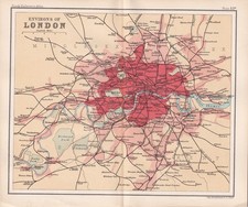 KARTENPLATTE 13B "ENVIRONS OF LONDON" mit auf der Rückseite Platte 13C "CENTRAL LONDO