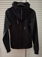 Naketano Sweatjacke Damen Schwarz Größe  S,  mit Fake Leder Ärmel Neu