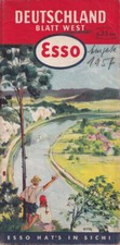 Esso Deutschland Blatt West Strassenkarte Landkarte Auto Reise 1954 Vintage RAR