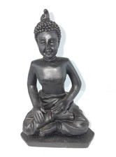 Figur  Asien Buddha schwarz Statue Volkskunst  betender Mönch China selten