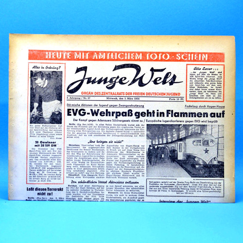 Junge welt 1954 - welt, 03.03.1954