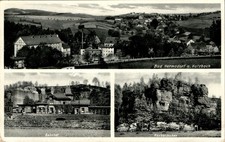 AK GRUSS AUS SCHLESIEN BAD HERMSDORF GOLDBERG LIEGNITZ BAHNHOF 3 BILD 1938