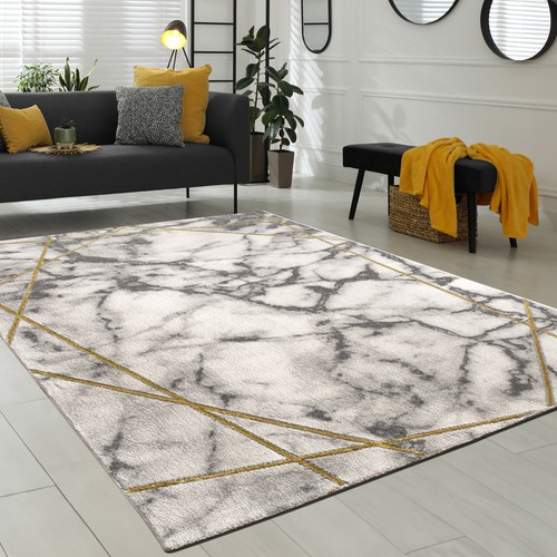 Teppich wohnzimmer grau gold - grau,