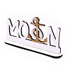 Schild Deko Aufsteller MOIN Schriftzug zum Hinstellen graviert Tischdeko 21x10cm
