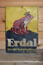 Altes Blechschild 20/30er Jahre Erdal Schupflege,Drogerie,Antik,Original,Frosch