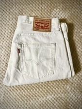 Levi's 501 Jeans Herren W34 L30 Weiß White Denim Straight Fit