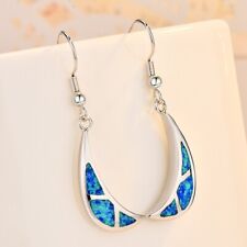 Ω Ohrringe Mond Mondsichel Feueropal blau versilbert