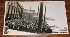 White Star Line Titanic Interesse NY Pier Menge winkt vor Majestic 1922 Foto