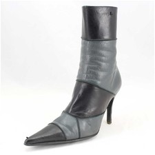 Buffalo Stiefel Gr. 38 High Heels Stiefeletten schwarz/grau Lederstiefel (#4014)