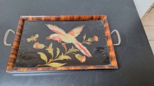 Altes Tablett Hinterglasmalerei Vogel Art Deco