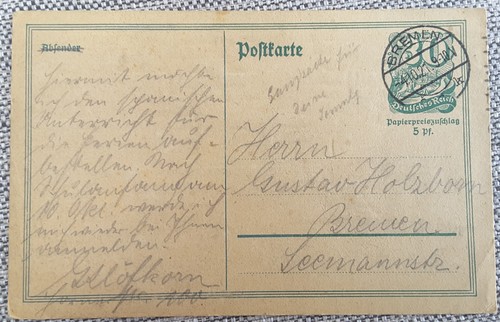 Postkarte bremen 1921 - postkarte, --
