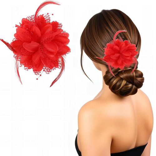 Blumen feder haarspange - blumen,