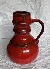 Große Bodenvase Jasba Keramik Rot 70er Jahre Original Sticker Fat Lava TOP