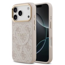 GUESS Case für iPhone 17 Pro Goldrahmen Magsafe Handyhülle Cover Rosa