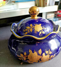 Wunsiedel Deckeldose Kobaltblau 24 Karat vergoldet
