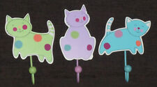 3-tlg. Set Holz-Garderobenhaken Katze pastellfarbig small foot Kinderzimmer Deko