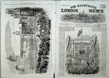 Original alter antiker Druck 1861 Krönung König Königin Preußen Berlin Kutsche