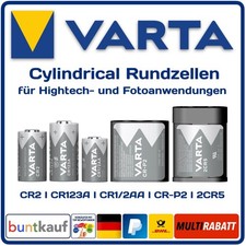 Varta Cylindrical Batterien CR2 I CR123A I CR1/2AA I 2CR5 I CR-P2