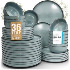 Steingut Geschirrset 12 Pers. Rustic 36-tlg Hochwertiges Landhausstil TEST SEHR