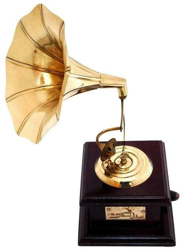 Vintage messing grammophon - vintage,